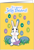 Easter Raining Jelly Beans Bunny With Umbrella card