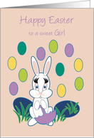 Granddaughter Easter Raining Jelly Beans Bunny card