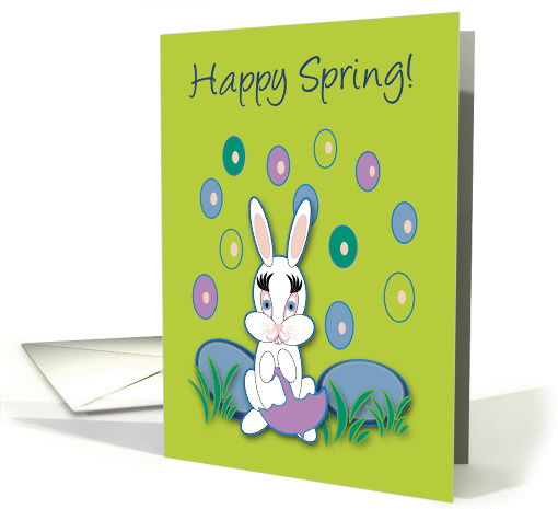 Happy Spring Raining Jelly Beans With White Bunny card (1044945)