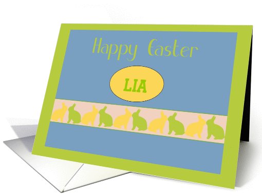 Customize Name Easter Kissing Bunnies with Colored Egg card (1045741)