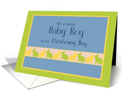 Baptism Christening Baby Boy Kissing Bunnies card (1047183)