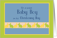 Baptism Christening Baby Boy Kissing Bunnies card