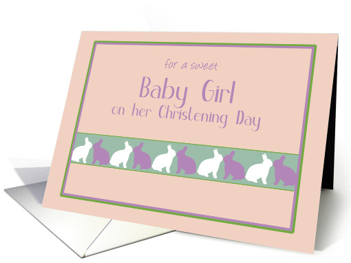 Baptism Christening Baby Girl Kissing Bunnies card (1047197)