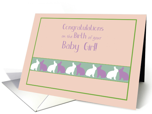 Congratulations Birth Baby Girl Kissing Bunnies card (1047221)