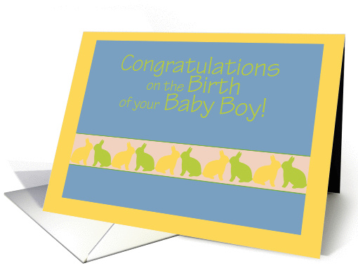 Congratulations Birth Baby Boy Kissing Bunnies card (1047225)