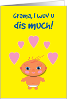 Grandmother Birthday Baby with Hearts card