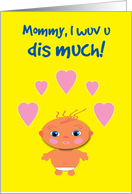 Mom Mother Birthday Baby with Hearts card