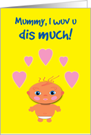 Mom Mother Birthday Baby with Hearts card