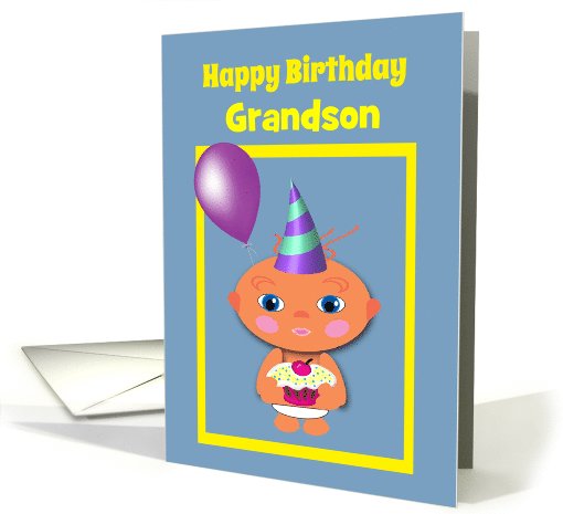 Custom Birthday Baby with Cupcake and Balloons card (1080772)