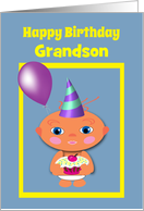 Custom Birthday Baby with Cupcake and Balloons card