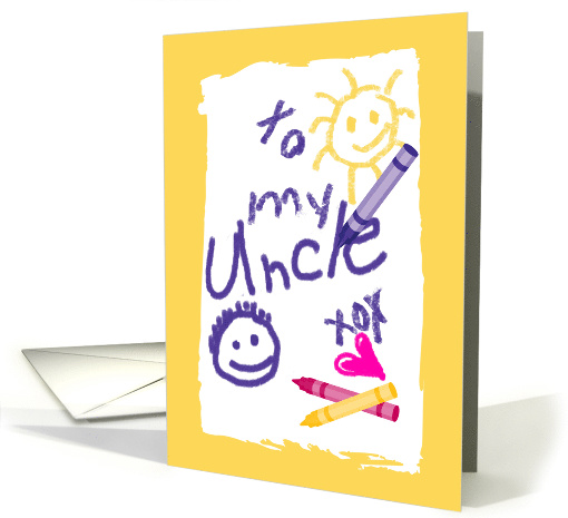 Uncle Father's Day Child's Drawing on Paper with Crayons card