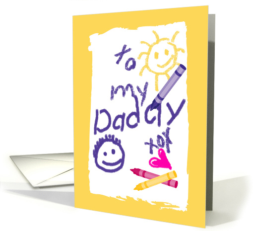 Father Birthday Child's Drawing on Paper with Crayons card (1095070)
