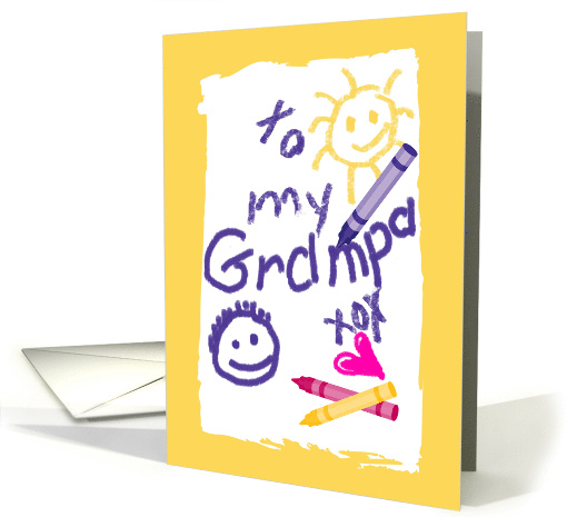 Grandfather Birthday Child's Drawing on Paper with Crayons card