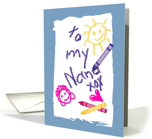 Grandma Birthday Child's Drawing on Paper with Crayons card (1096124)