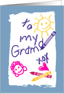 Grandma Birthday Child’s Drawing on Paper with Crayons card