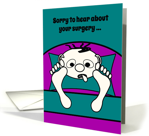 Get Well Feel Better Surgery Humorous Man in Sick Bed card (1100984)