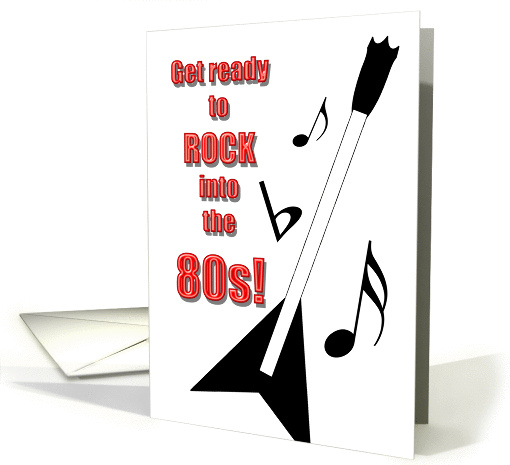 Invitation 1980s Party Flying V Guitar and Music Notes card (1103476)