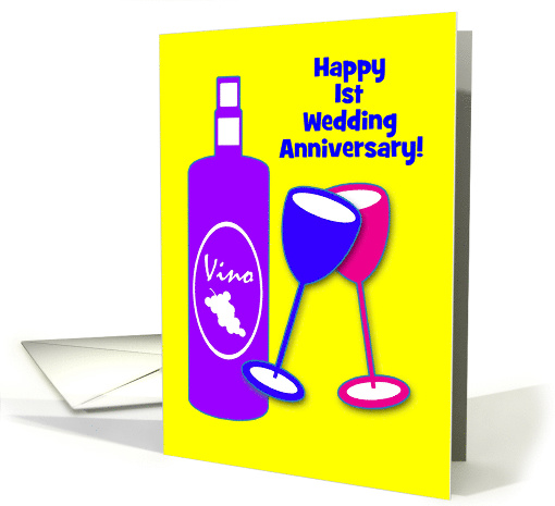 Custom Wedding Anniversary Wine Bottle Colourful Toasting... (1122762)