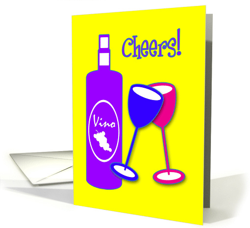 Congratulations Wine Bottle Colourful Toasting Glasses card (1123098)