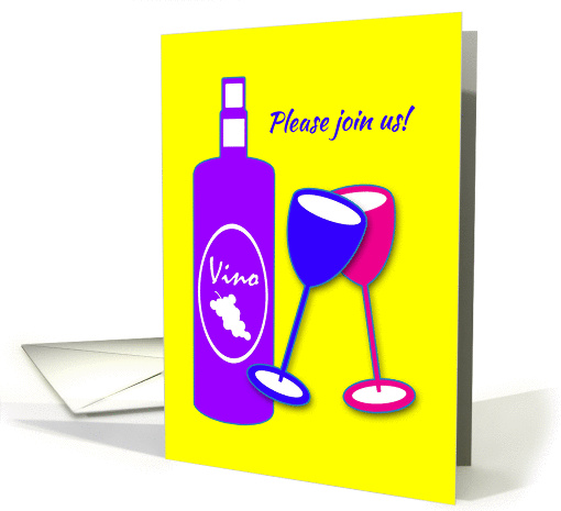 Housewarming Party Invitation Wine and Colourful Toasting Glasses card