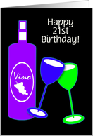Custom Age Specific Birthday Wine and Colourful Toasting Glasses card