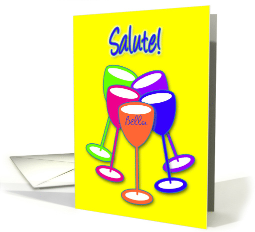 Custom Name Italian Salute Birthday Colourful Toasting Glasses card