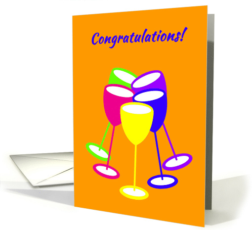 Congratulations Colourful Celebrating Toasting Glasses card (1127422)