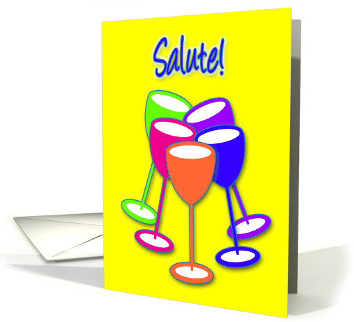 Congratulations Engagement Colourful Celebrating Toasting Glasses card