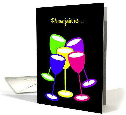 Invitation Christmas Party Colourful Toasting Glasses card (1127816)