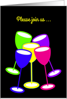 Invitation Christmas Party Colourful Toasting Glasses card