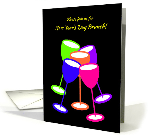 Invitation New Year's Bunch Colourful Toasting Glasses card (1127858)