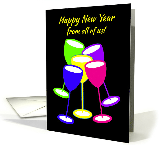 Happy New Year From All Colourful Toasting Glasses card (1128296)