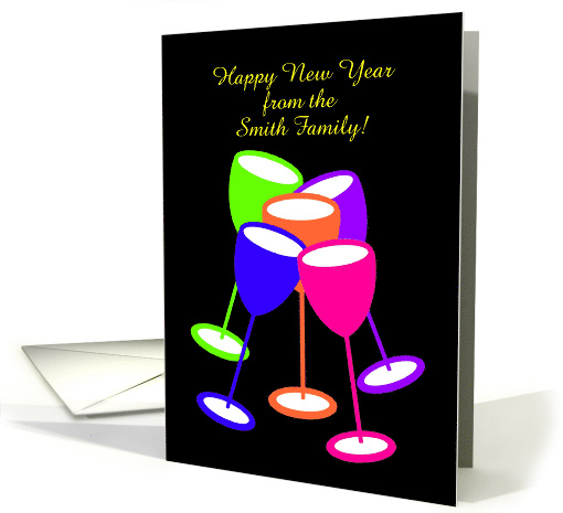 Happy New Year Custom Colourful Toasting Glasses card (1128436)