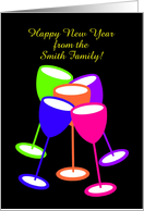 Happy New Year Custom Colourful Toasting Glasses card