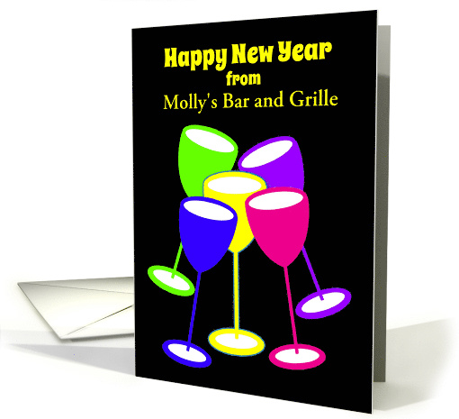 Business New Year Custom Colourful Toasting Glasses card (1128630)