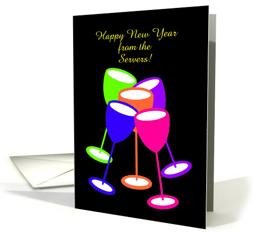 Custom Happy New Year Colourful Toasting Glasses card (1128638)