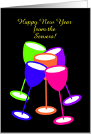 Custom Happy New Year Colourful Toasting Glasses card