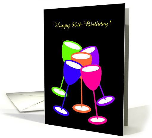 Business Birthday Custom Age Colourful Toasting Glasses card (1128654)