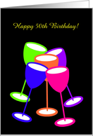 Business Birthday Custom Age Colourful Toasting Glasses card