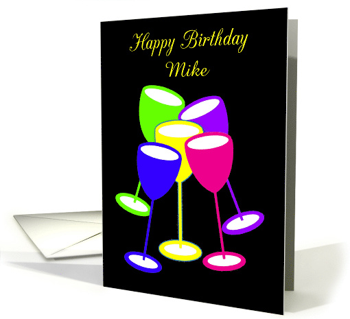 Birthday Custom Name Colourful Toasting Glasses card (1128700)