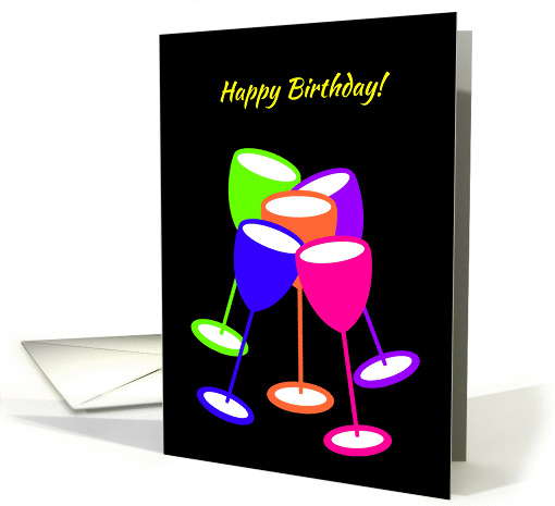 For Him Birthday Colourful Toasting Glasses card (1128750)