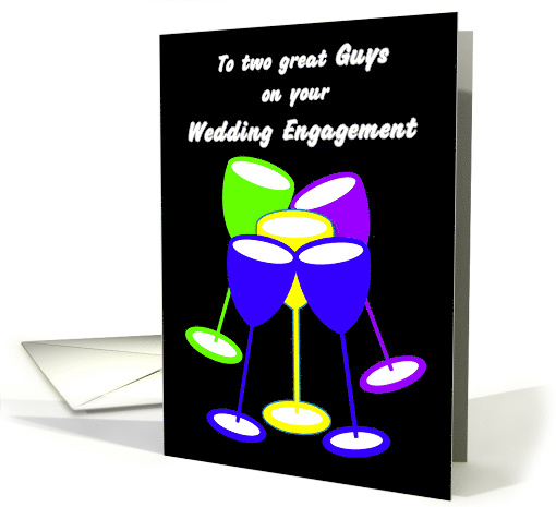 Congratulations Gay Wedding Engagement Colourful Toasting Glasses card