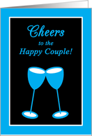 Gay Wedding Engagement Bright Blue Toasting Glasses card