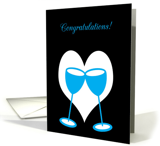 Congratulations Gay Marriage Bright Blue Toasting Glasses card