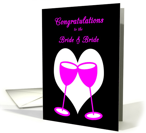 Congratulations Lesbian Wedding Pink Toasting Glasses card (1129406)