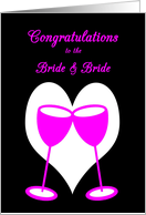 Congratulations Lesbian Wedding Pink Toasting Glasses card