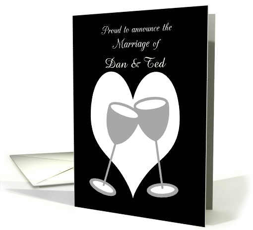 Announcement Custom Name Gay Wedding Silver Toasting Glasses card