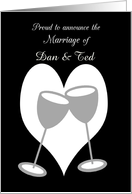 Announcement Custom Name Gay Wedding Silver Toasting Glasses card