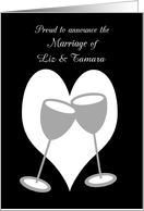 Announcement Custom Name Lesbian Wedding Silver Toasting Glasses card