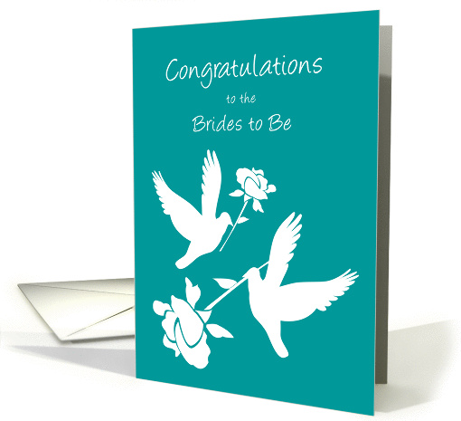 Lesbian Bridal Shower Two White Doves and Roses card (1143108)